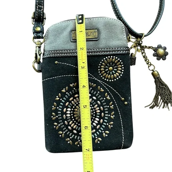 Chala Dazzled Starburst Adjustable Crossbody Cellphone Holder Faux Suede - Picture 8 of 9